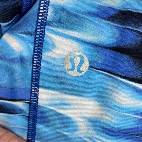 Lululemon Speed Up Crop Tidal Blue Print Run Tights Size 6 Luxtreme Running Pant - Picture 10 of 12